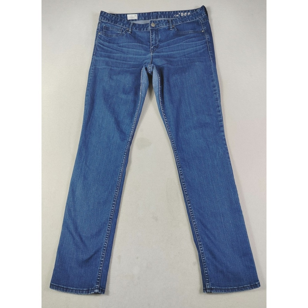 Gap 1969 Always Skinny Cuffed Jeans Womens 32 Blue Riverside Mid Rise Stretch